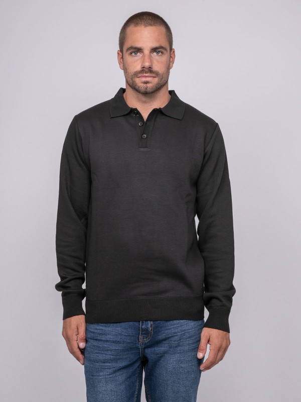 Pull col polo LOMEDI - Noir