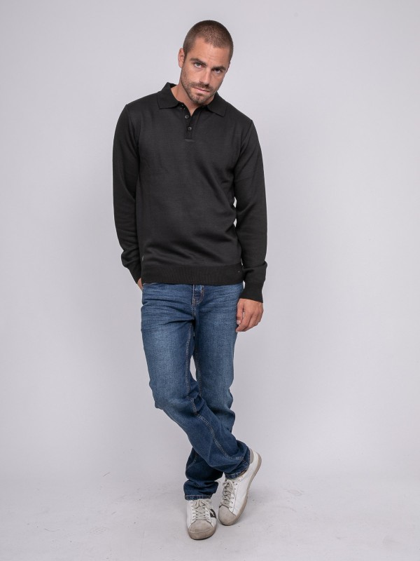 Pull col polo LOMEDI - Noir