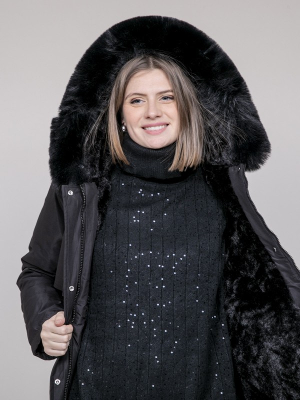 Parka à capuche avec fausse...