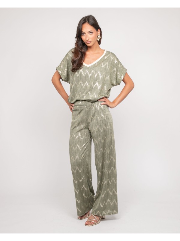 Pantalon fluide texturé...