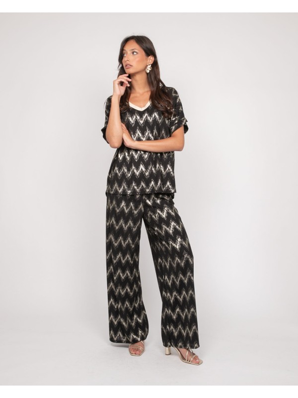 Pantalon fluide texturé...