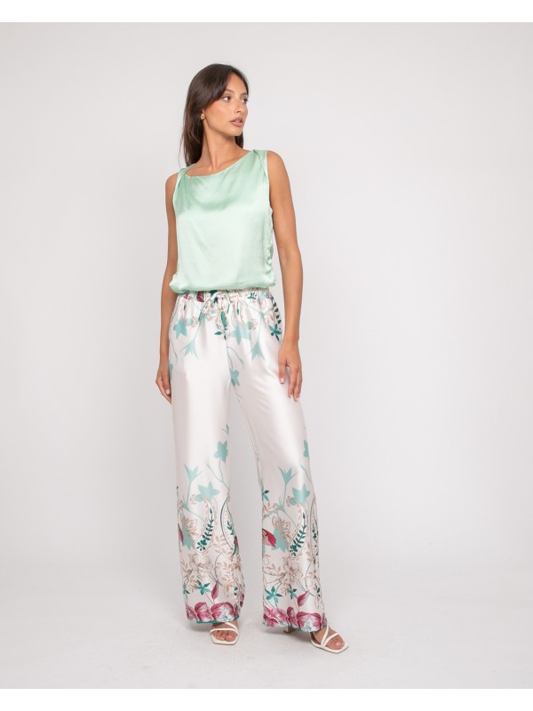 Pantalon effet satin motifs...
