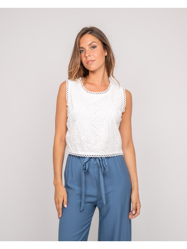 Top dentelle FAGATE - Blanco