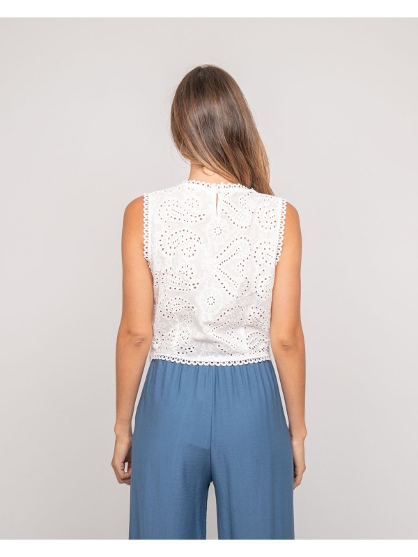 Top dentelle FAGATE - Blanco