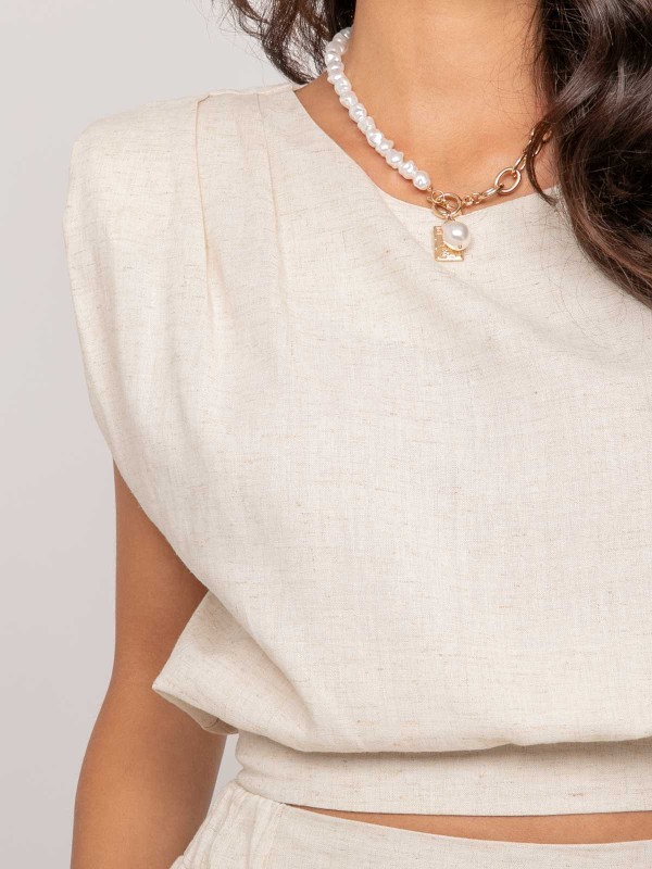 Top sans manches effet lin...