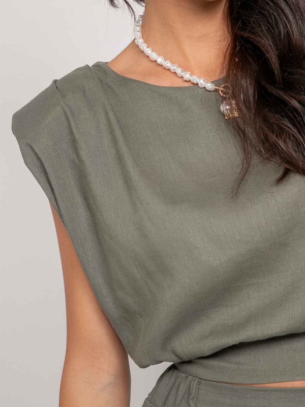 Top sans manches effet lin...