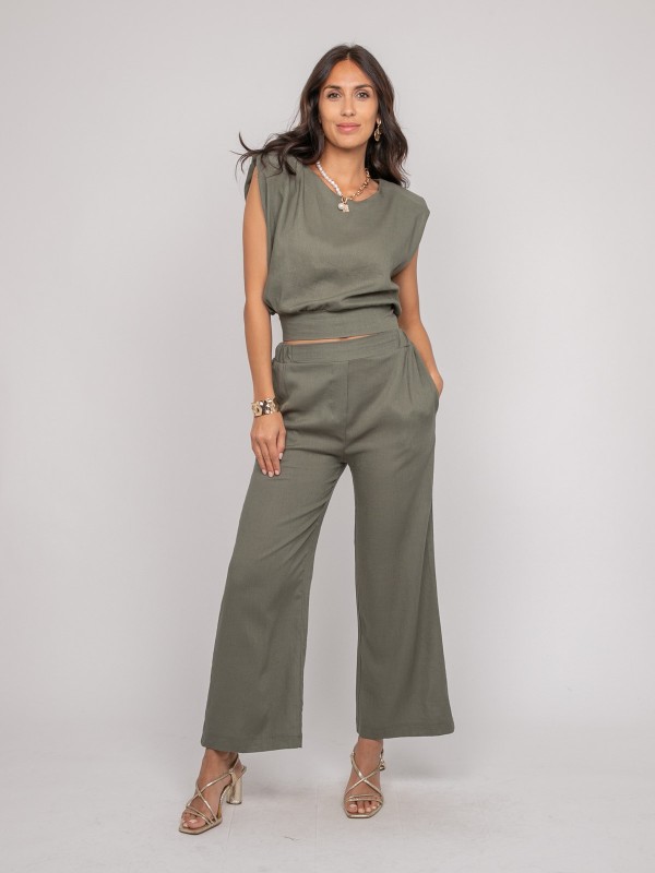 Top sans manches effet lin...