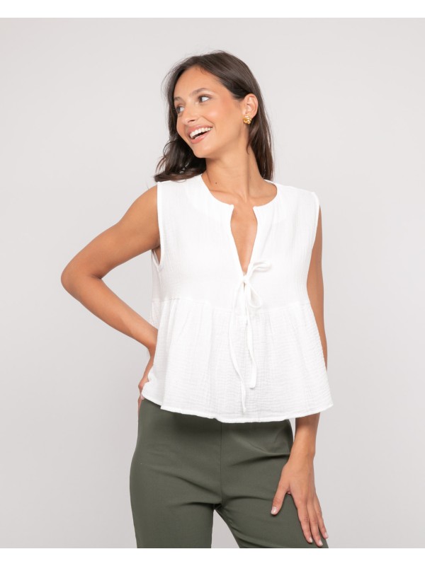 Top gaze de coton FROZETTE...