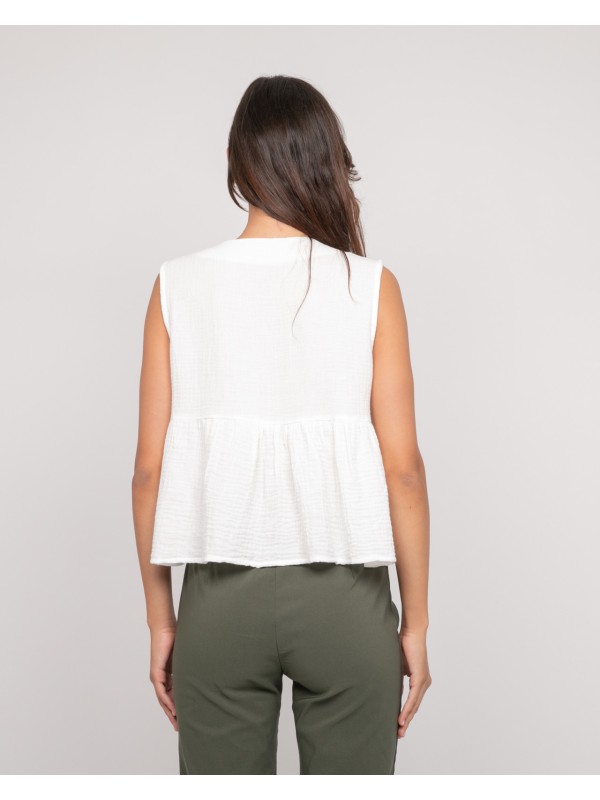 Top gaze de coton FROZETTE...