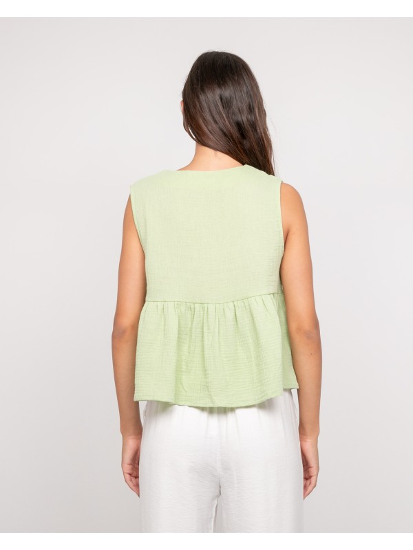 Top gaze de coton FROZETTE...