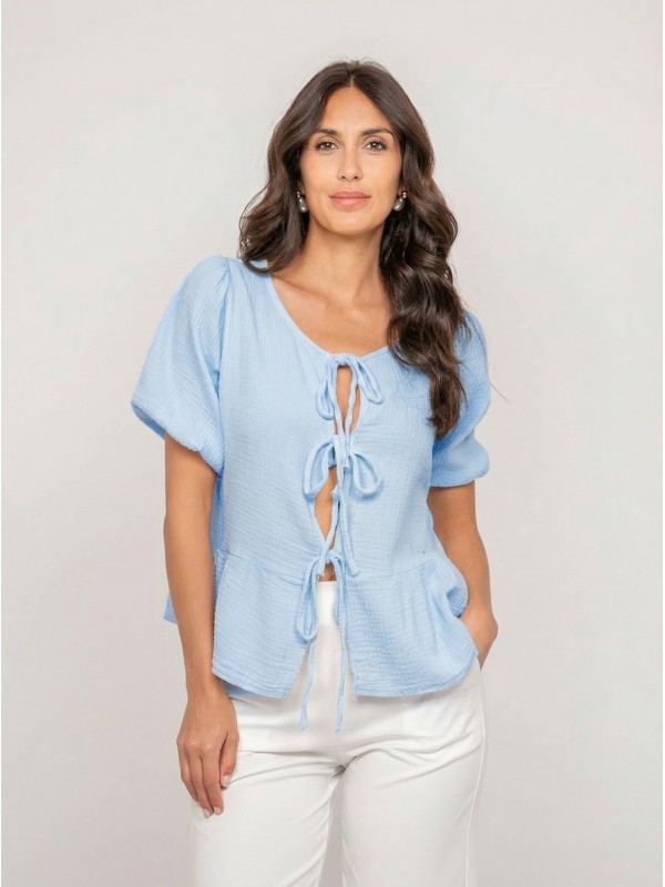 Blouse nouée gaze de conton...