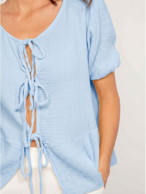 Blouse nouée gaze de conton...