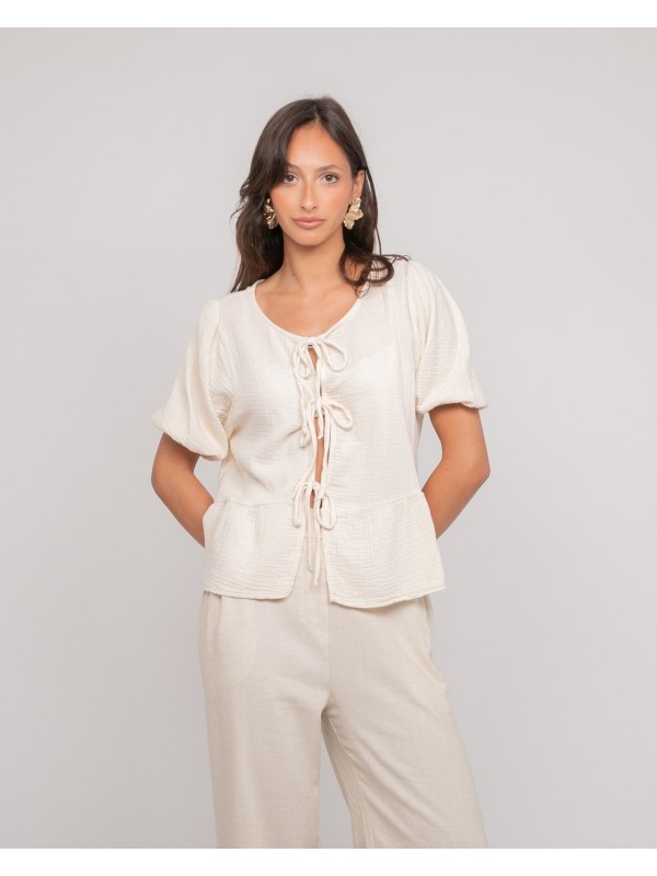 Blouse nouée gaze de conton...