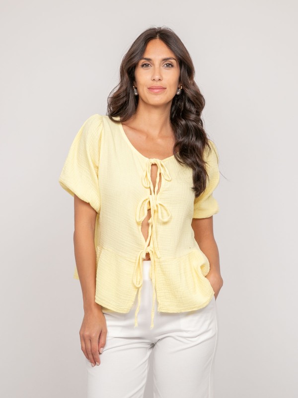 Blouse nouée gaze de conton...