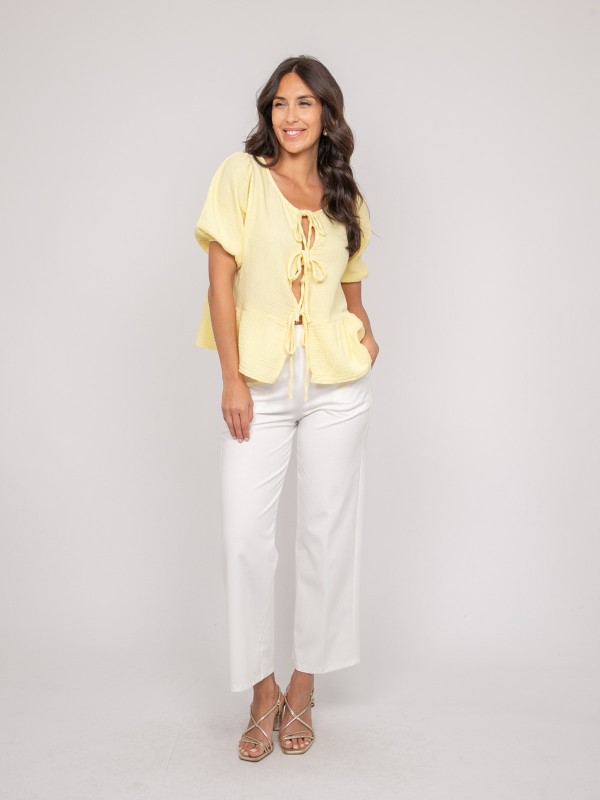 Blouse nouée gaze de conton...