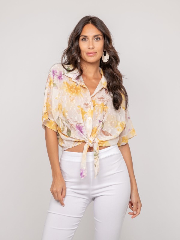 Chemise motif avec broderie...