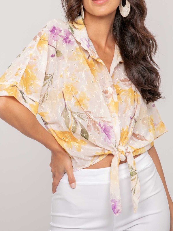 Chemise motif avec broderie...