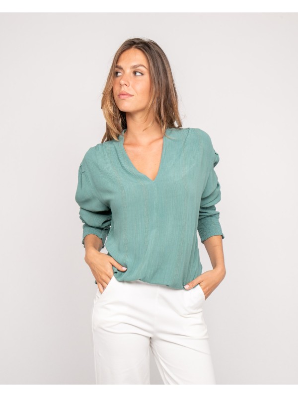 Blouse col v lurex OZAME -...