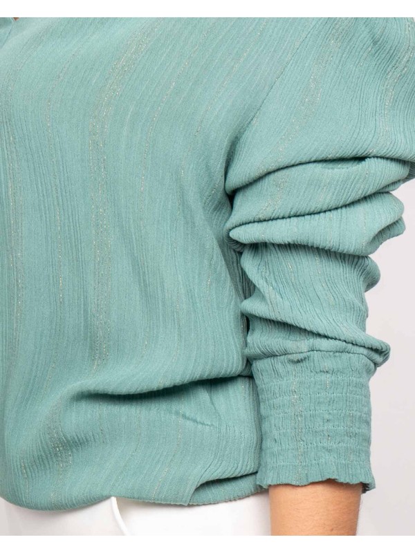 Blouse col v lurex OZAME -...