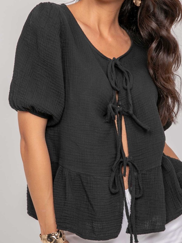 Blouse nouée gaze de conton...