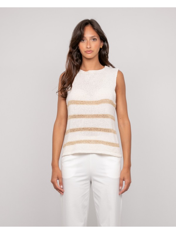 Pull sans manches rayures...