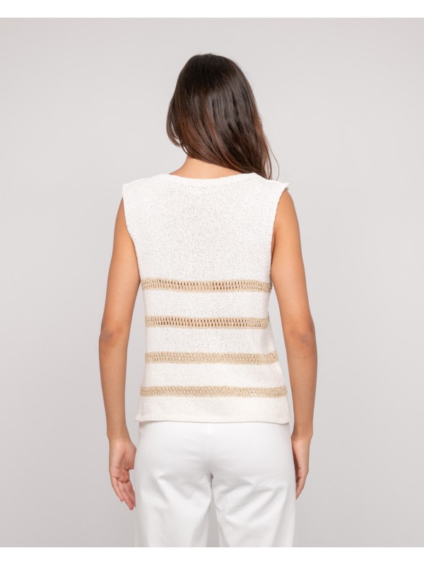 Pull sans manches rayures...