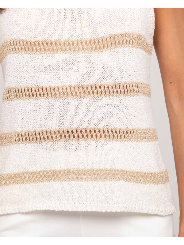 Pull sans manches rayures...