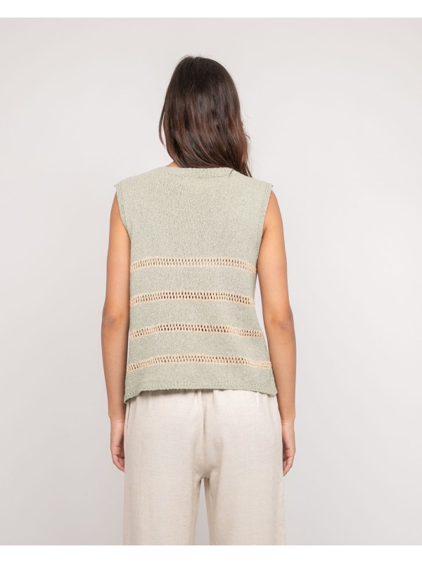 Pull sans manches rayures...