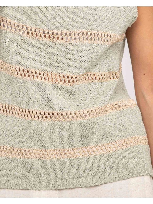 Pull sans manches rayures...