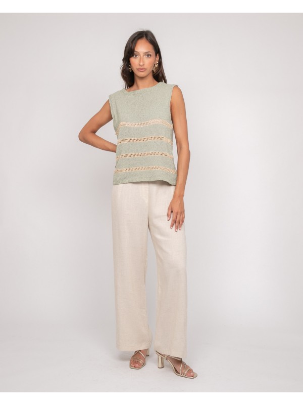 Pull sans manches rayures...