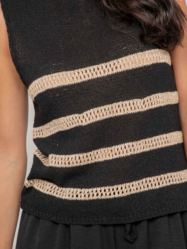 Pull sans manches rayures...