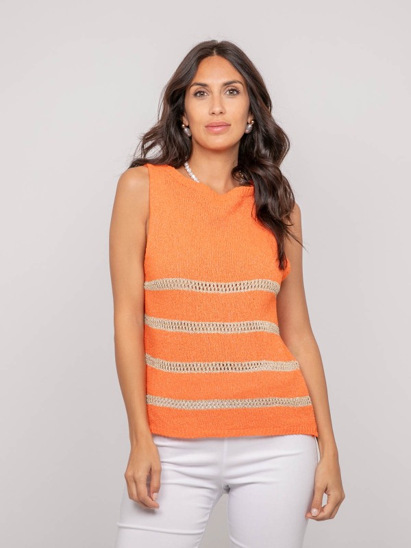 Pull sans manches rayures...