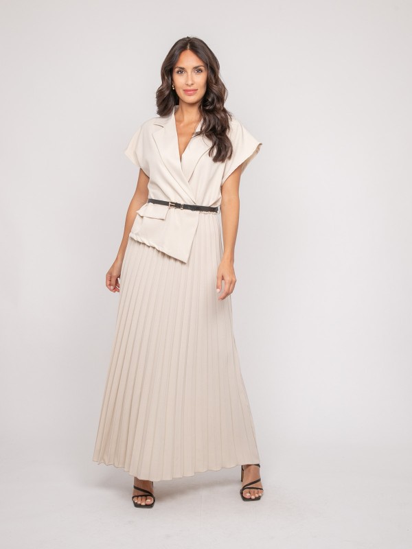 Robe longue plissée avec...