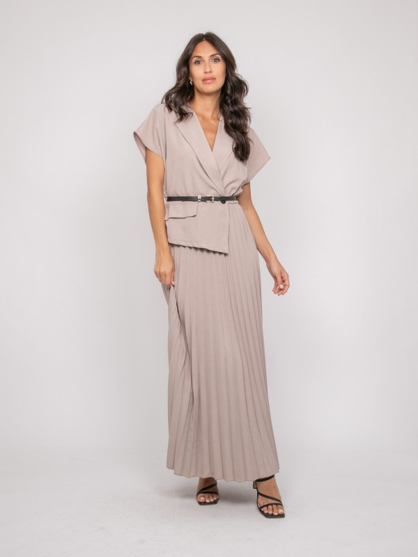 Robe longue plissée avec...