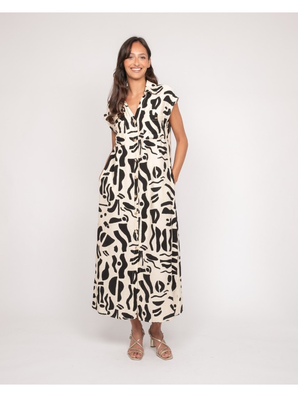 Robe boutonnée longue sans...