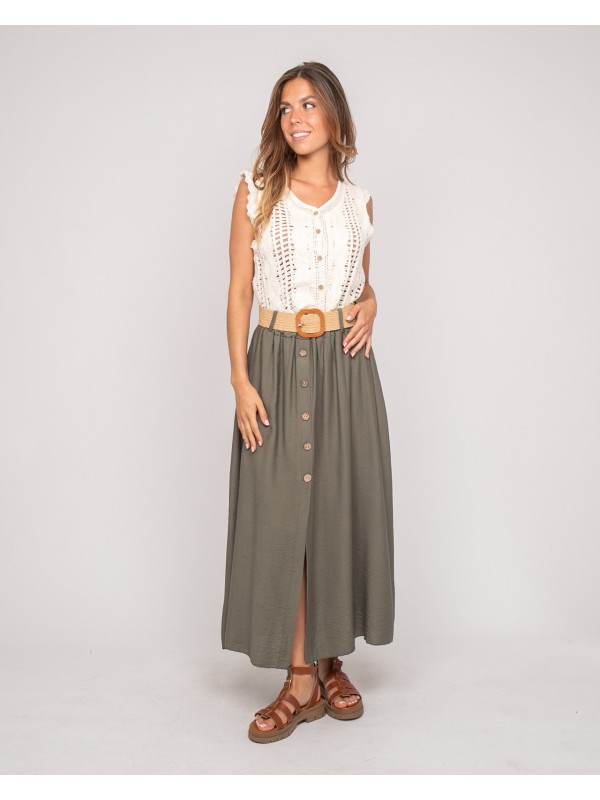 Jupe longue boutonnée avec...