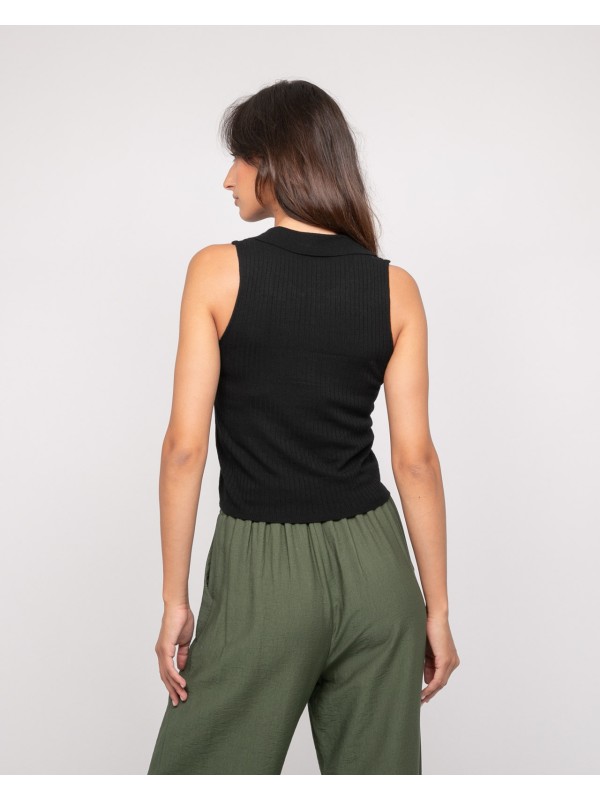 Top maille sans manches col...