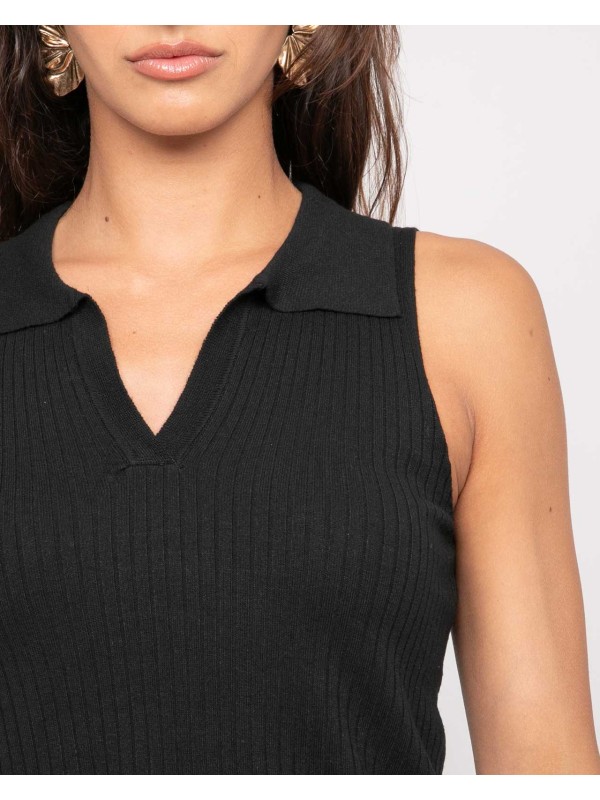 Top maille sans manches col...