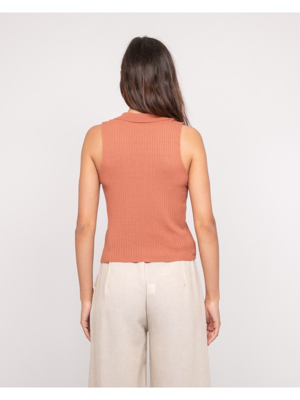 Top maille sans manches col...