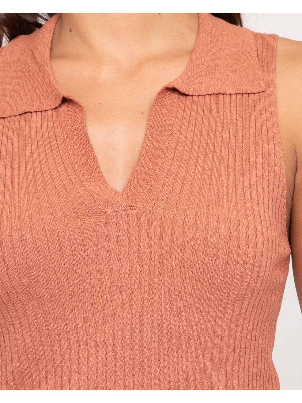 Top maille sans manches col...