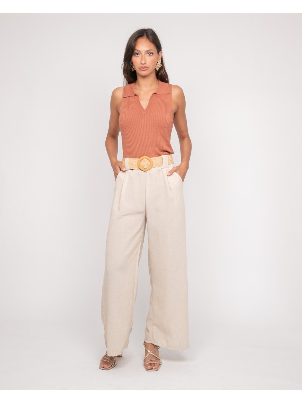 Top maille sans manches col...