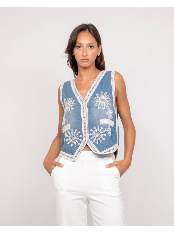 Veste sans manches jeans...