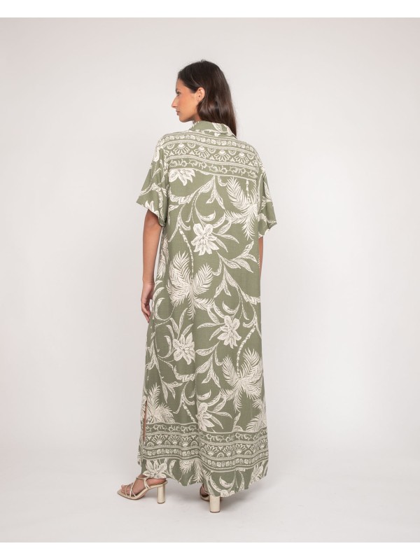 Robe longue chemise motifs...