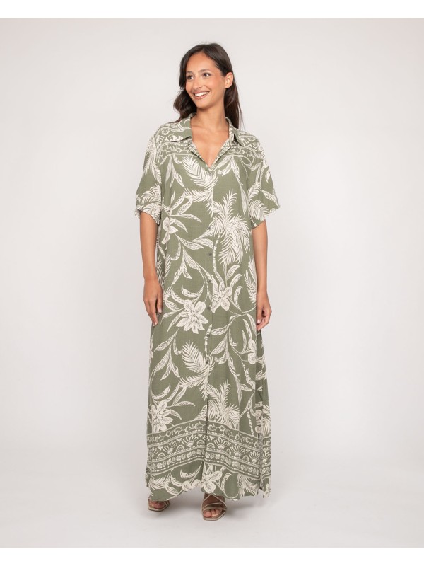 Robe longue chemise motifs...