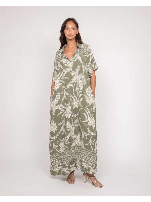 Robe longue chemise motifs...