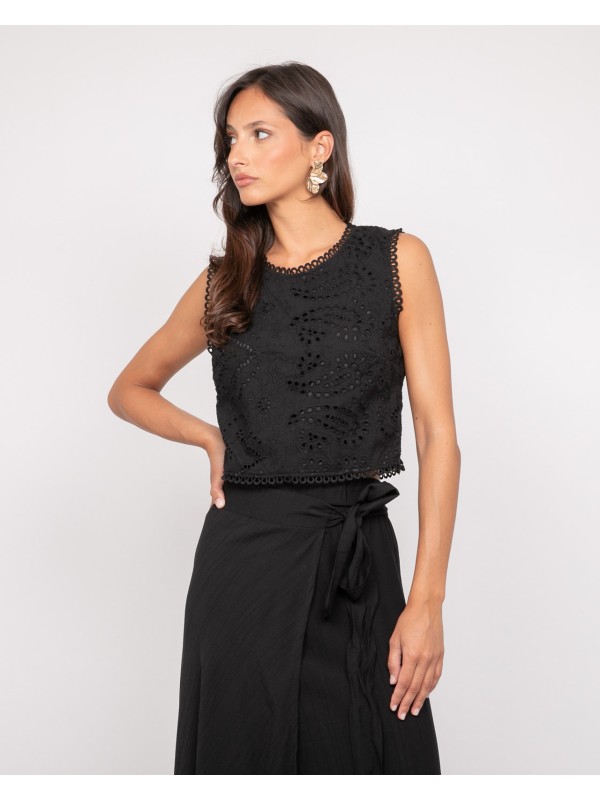 Top dentelle FAGATE - Noir