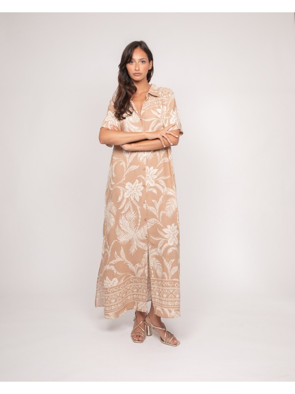 Robe longue chemise motifs...