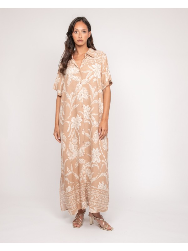 Robe longue chemise motifs...