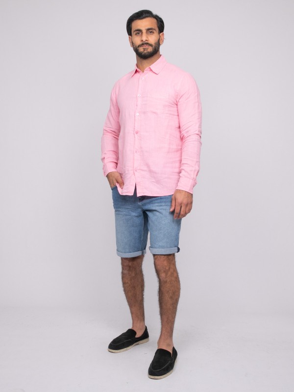 Chemise en lin DALAMO - Rose