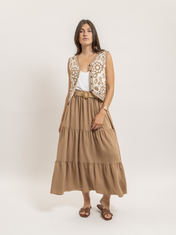 Jupe longue à volants avec...